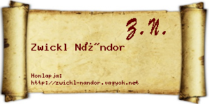 Zwickl Nándor névjegykártya